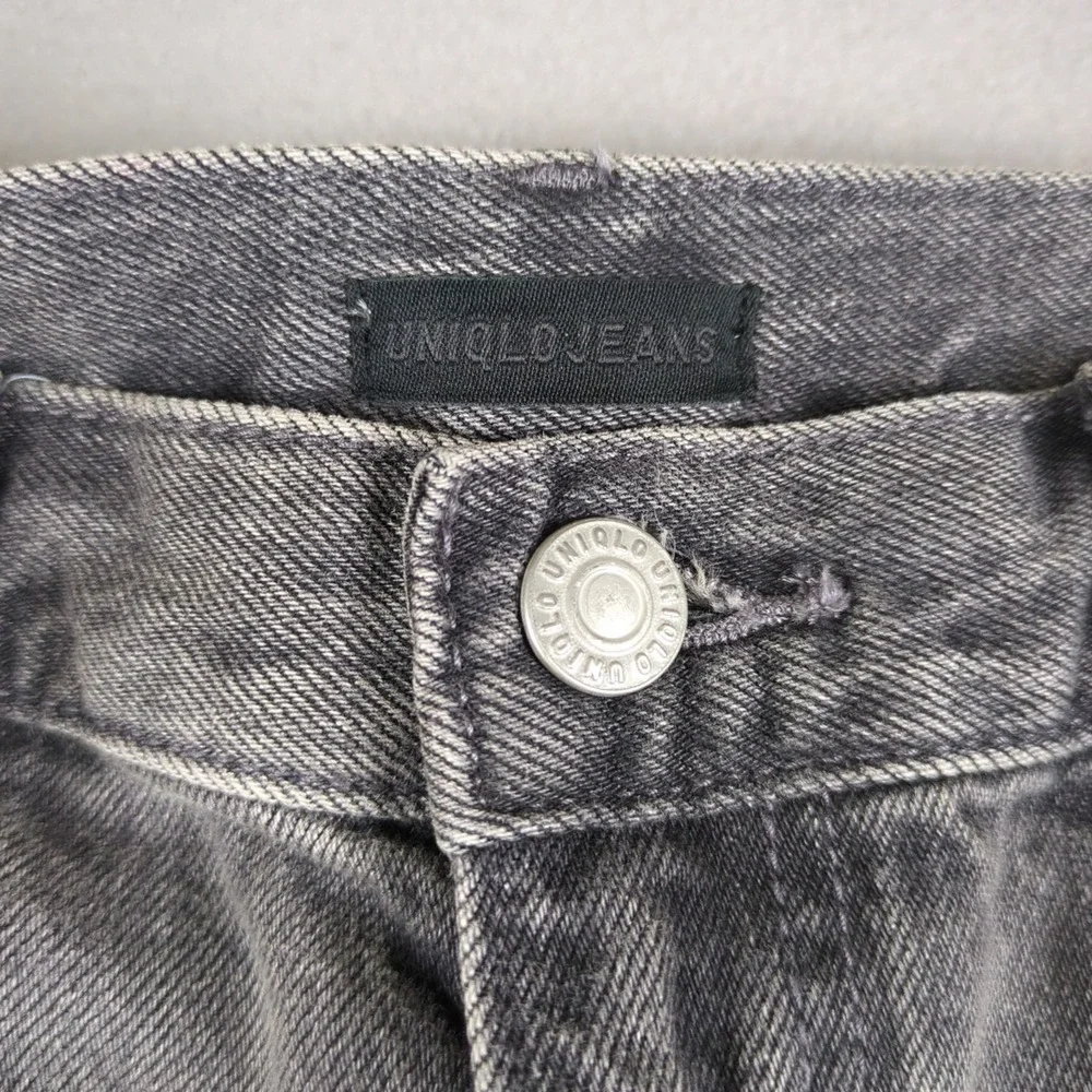 Uniqlo Wide Straight Jeans Womens 28x26 Gray Baggy Relaxed High Rise Grunge Y2K